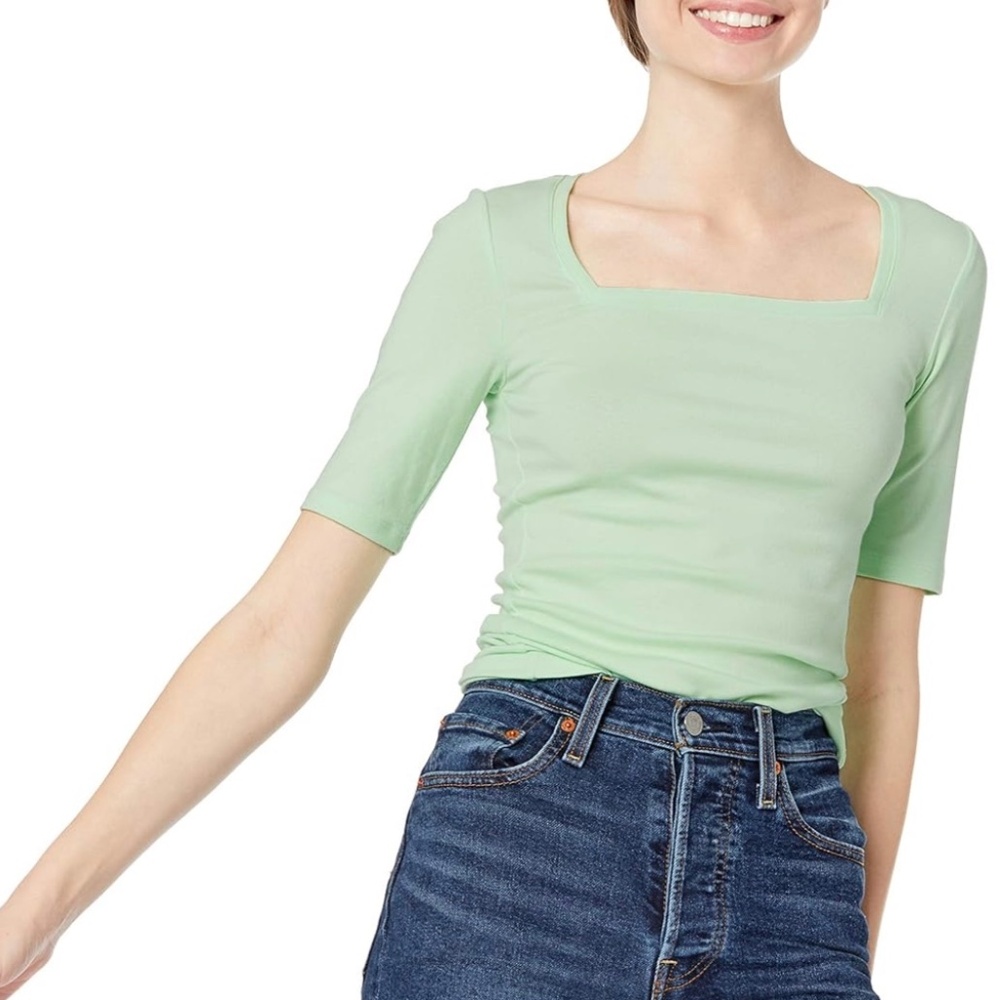 Women's Slim-Fit Half Sleeve Square Neck T-Shirt